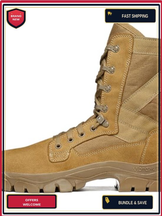 Men\'s Military Tactical Ankle Boots Suede Leather Lace-Up Waterproof